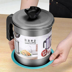 Stainless Steel Oil Strainer Pot Silver Grey