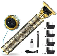 Men's Rechargeable Hair Trimmer Golden Dragon Design