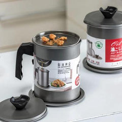Stainless Steel Oil Strainer Pot Silver Grey