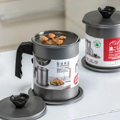Stainless Steel Oil Strainer Pot Silver Grey