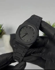 Black Carbon Fiber Arabic Aura Watch for Men